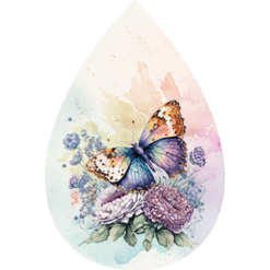 Butterfly Watercolour Floral Teardrop Earrings #2 - Render