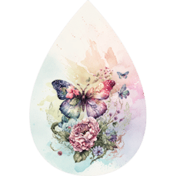 Butterfly Watercolour Floral Teardrop Earrings #3 - Render