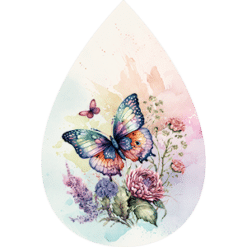 Butterfly Watercolour Floral Teardrop Earrings #4 - Render