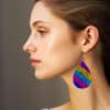 3D Abstract Colour Stripe Abstract Teardrop Earrings - Lifestyle