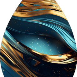 Teal and Gold Abstract Teardrop Earrings - Render