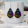 Black Rainbow Sunflower Tie Dye Abstract Teardrop Earrings - Lifestyle