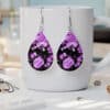 Glitter Paint Splatter Black and Purple Abstract Teardrop Earrings - Render