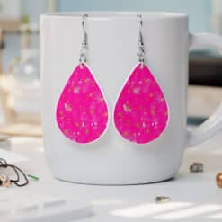 Jewel Tone Pink Abstract Teardrop Earrings - Lifestyle