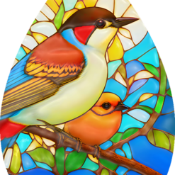 Stained Glass Birds Teardrop Earrings - Render