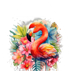 Pink Flamingo Watercolour Floral Teardrop Earrings - Render