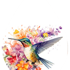 Hummingbird Watercolour Floral Teardrop Earrings - Render