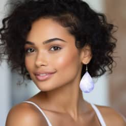 White Fairy Dust Abstract Teardrop Earrings - Lifestyle