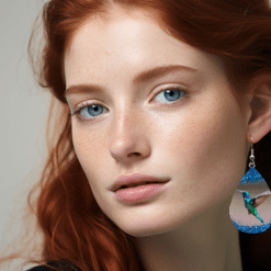 Blue Hummingbird Teardrop Earrings - Lifestyle