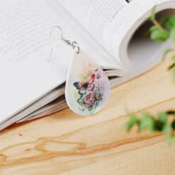 Butterfly Watercolour Floral Teardrop Earrings #3 - Lifestyle