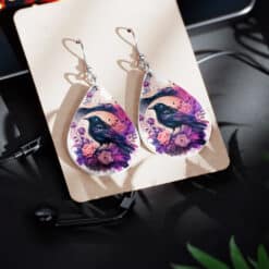 Gothic Raven Teardrop Earrings - Lifestyle