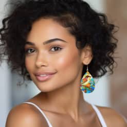 Stained Glass Birds Teardrop Earrings - Lifestyle