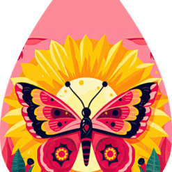 Colourful Butterfly on Sunflower Teardrop Earrings - Render