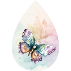 Butterfly Watercolour Floral Teardrop Earrings #5 - Render