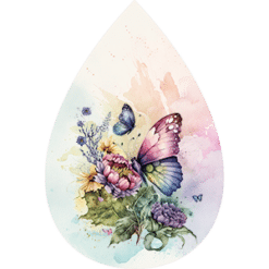 Butterfly Watercolour Floral Teardrop Earrings #6 - Render