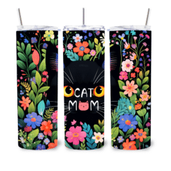 20oz Tumbler Cat mom saying - Lifestyle