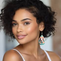 3D Paper Art Dog #1 Teardrop Earrings - Lifestyle