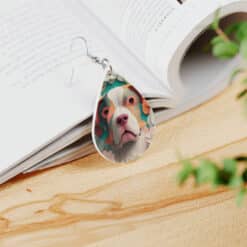 3D Paper Art Dog #3 Teardrop Earrings - Lifestyle