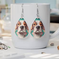 3D Paper Art Dog #4 Teardrop Earrings - Lifestyle