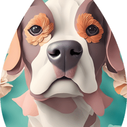 3D Paper Art Dog #4 Teardrop Earrings - Render