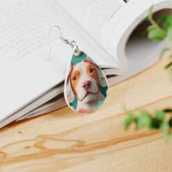 3D Paper Art Dog #5 Teardrop Earrings - Lifestyle