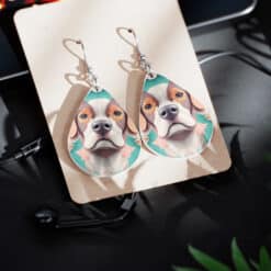 3D Paper Art Dog #8 Teardrop Earrings - Lifestyle