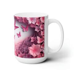 3D Pastel Pink Butterflies 15oz Mug - Right