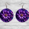 3D Purple Flowers Round Earrings #2 - Lifestyle