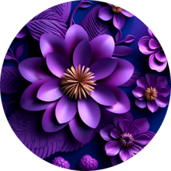 3D Purple Flowers Round Earrings #2 - Render