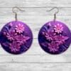 3D Purple Flowers Round Earrings #3 - Lifestyle
