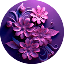 3D Purple Flowers Round Earrings #3 - Render