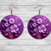 3D Purple Flowers Round Earrings #4 - Lifestyle