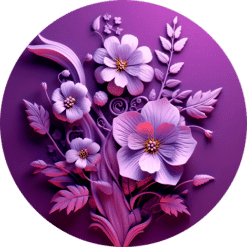 3D Purple Flowers Round Earrings #4 - Render
