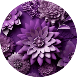 3D Purple Flowers Round Earrings #5 - Render