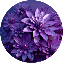 3D Purple Flowers Round Earrings #6 - Render