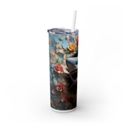 3D Shark Exiting Underwater Cave with Flowers 20oz Tumbler - Left