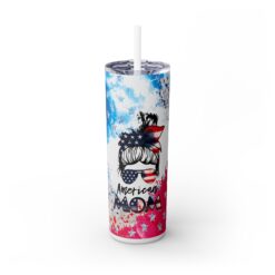 American Mom Red, White and Blue Abstract 20oz Tumbler - Front