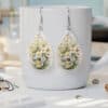 April Birth Month White and Yellow Daisy Teardrop Earrings - Lifestyle
