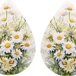 April Birth Month White and Yellow Daisy Teardrop Earrings - Render