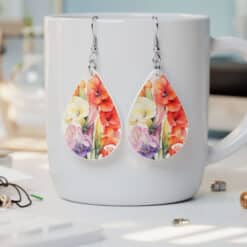 August Birth Month Gladiolus Teardrop Earrings - Lifestyle