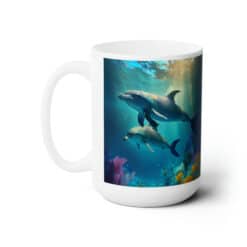 Beautiful Dolphins Swimming Underwater 15oz Mug - Left
