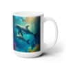 Beautiful Dolphins Swimming Underwater 15oz Mug - Right