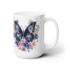 Black Butterflies with Small Pink Flowers 15oz Mug - Right