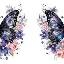 Black Butterflies with Small Pink Flowers 15oz Mug - Wrap