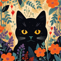 Black Cat Amongst Flowers Drawing 20oz Tumbler - Render