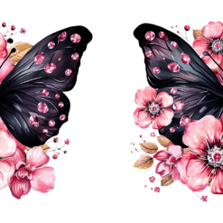 Black and Pink Butterflies with Pink Flowers 15oz Mug - Wrap
