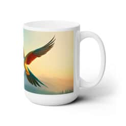 Black and White Soaring Spring Bird 15oz Mug - Right