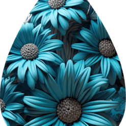 Blue Daisy Teardrop Earrings - Render