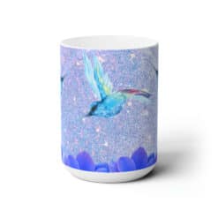 Blue Hummingbirds Portrait 15oz Mug - Center