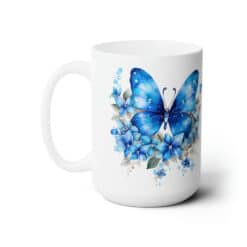 Bright Blue Butterflies 15oz Mug - Left